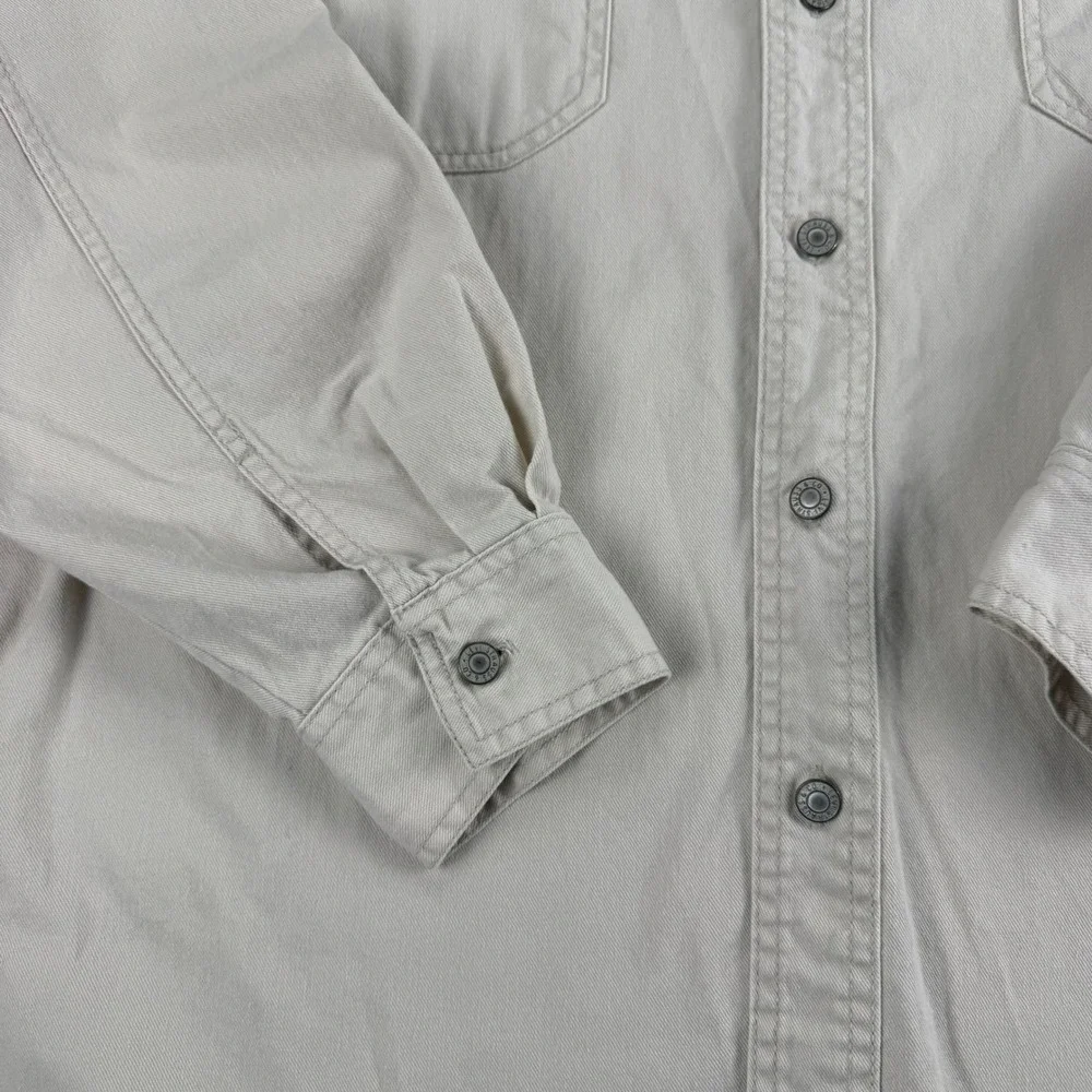 Vintage Y2K Levis Red Tab Mens XL Beige Cotton Twill Work Shirt Long Sleeve